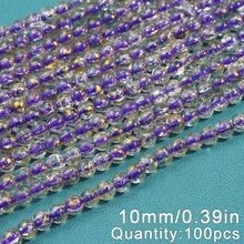 Hạt nhựa rỗng 10mm, hạt thủy tinh tròn, hạt đệm dùng để làm đồ trang sức DIY, vòng tay, dây chuyền. - Những hạt lá vàng lấp lánh - Xem 10