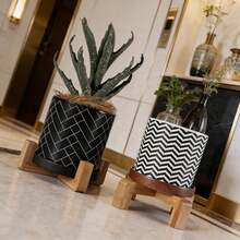 1pc Square Plant Stand, Pot Base Holder, Durable Wooden Multi-Tier Small Square Shelving Unit For Indoor/Outdoor Use, Suitable For Succulents, Cacti, Potted Plants - Indoor Garden Display Rack, Home & Balcony - 1pc Flower Pot Stand - View 4