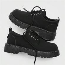 男士厚底靴，复古工装风，防滑，英伦风低帮靴，跨境供应 - 黑色 - 查看 11