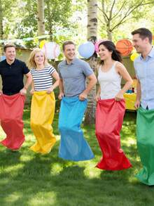 8pcs Outdoor Burlap Sack Hop Bags, Durable Jumping Bags For Outdoor Backyard, Field Day, Birthday Party Games, Outdoor Lawn Games, Family Interactive Sports, Outdoor Party Games, Colorful Hop Bags Suitable For Birthday, Graduation, Party, Field Day - Game Activity Bag - View 2