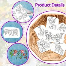 1pc Water-Soluble Collar Embroidery Stabilizer - Pre-Printed Floral Pattern Design - Adhesive And Sewable Embroidery Paper For Hand Embroidery Enthusiasts - A254 - View 4