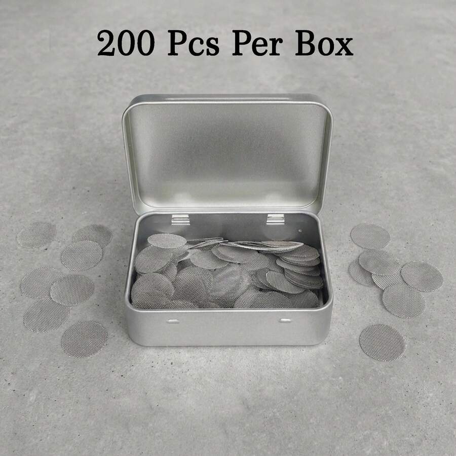 200個/盒，金屬盒裝濾網，錫盒裝便攜式金屬濾網，吸煙者必備 - 煙斗專用濾網！金屬濾網防止灰燼堵塞！