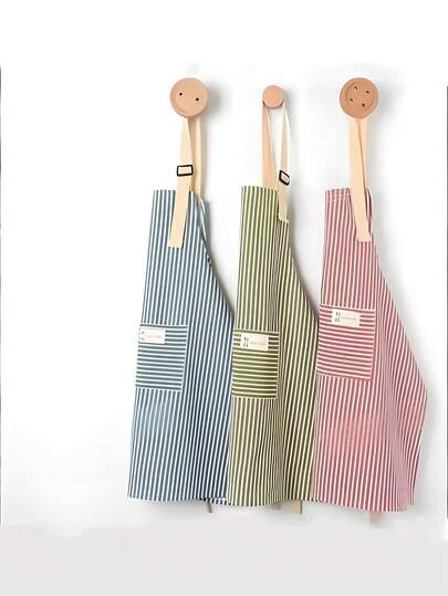 1/2 طقم من المريلات المخططة الملونة، مريلة قابلة للتعديل للجنسين، مريلة منزلية بطراز بسيط، مناسبة للطهاة والنادلين وعمال الشواء والحلاقين، مريلة جيب للكبار، لوازم المطبخ، قابلة للغسل في الغسالة