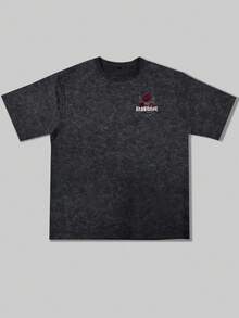 Áo thun ngắn tay nam Zrgoth kiểu dáng thường ngày, đa năng, in họa tiết hoa hồng. - màu đen - Xem 5