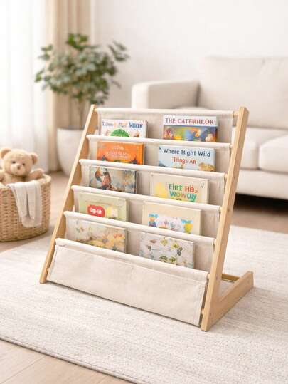 رف كتب أرضي خشبي قائم، رف مجلات، رف تخزين متعدد الطبقات بتصميم بسيط، مناسب لغرفة النوم والمعيشة والمكتب، يستخدم لتنظيم وتخزين العناصر المنزلية، ديكور المنزل وتجميل الغرف