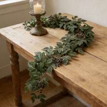 Leaf Garland Artificial Leaves Garland Spring Summer Fall Fake Hanging Vines For Mantle Decoration - Green - View 5