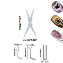 4pcs Y-Shaped Cute Cat Eye Nail Art Stencils, Elegant Heart-Shaped Cat Eye Nail Shaping Accessories Tool Set, Nail Art Styling Tools, Nail Salon Decor - Silver - View 4
