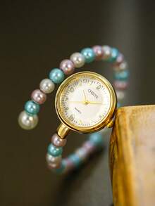 Jam Tangan Quartz Gelang Wanita, Desain Vintage Modis dan Menawan, Cocok untuk Pemakaian Sehari-hari, Hadiah Ulang Tahun/Wisuda - MultiWarna - View 3