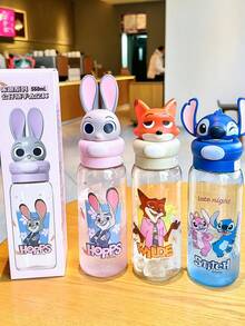 迪士尼卡通水瓶，550毫升容量，有朱迪、尼克和史迪奇图案可选，可拆卸软吸管，防漏密封设计，轻巧便携，圆润光滑的瓶口，耐用材质，易于清洁，多种可爱图案，单瓶包装，适合居家、办公、户外、旅行、日常使用，是送给卡通迷、迪士尼爱好者、疯狂动物城粉丝、家人、朋友和同事的理想礼物。 - 彩色 - 查看 5