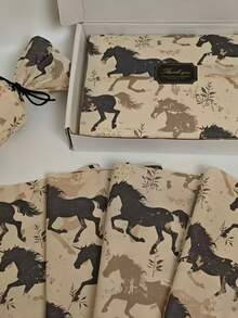 10/20/40pcs Black Horse Patterned Tissue Paper, Measuring 20.0 X 14.0 Inches, Suitable For Gift Packaging, Clothing Packaging, Wine Packaging, Filling Gift Boxes, Protecting Fragile Items, And As Decorations For Easter, Birthdays, And Valentine's Day - Packaging Paper - View 2