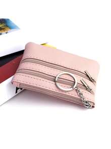 1 chiếc ví đựng tiền xu mini tối giản dành cho nữ, ví cầm tay bằng da giả có khóa kéo, ví đựng chìa khóa di động. - Nhiều màu - Xem 10