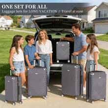 YSTYLE Juego de maletas 3, maleta de viaje ligera con carcasa rígida de ABS y ruedas giratorias de 360°, cerradura TSA para hombre y mujer, 21"/ 24"/ 28", artículos esenciales de viaje para hombres y mujeres, para vacaciones y negocios, gran capacidad, accesorios esenciales de viaje, organizador de viaje, artículos de viaje - Gris - Ver 2