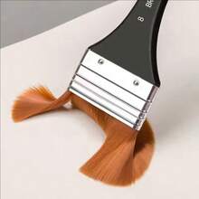 尼龙宽头油画笔，木柄设计，适用于丙烯、油画、素描、水彩等绘画，美术用品，返校必备 - 單件 - 查看 3