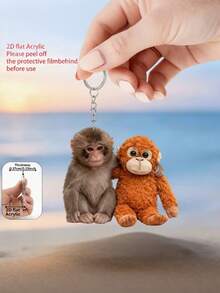 1pc 2D New Acrylic Protective Monkey/Gorilla Doll Pendant, Cute Cartoon Gorilla Key Accessory, Suitable For Backpacks, Bags, Car Keys, Phone Cases, Earphone Cases, Wallet Decorations, Couple Gifts, Holiday And Birthday Gifts, Fashion Accessories, Desktop Ornaments, Party Decorations, Pendants. Gifts For Mother, Father, Graduation, And Teacher - Multicolor - View 6
