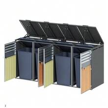 Storage Box With Hinged Lid, Ventilation Opening With Mesh, With Lock And Two Doors. - Gray 1 - View 8