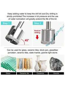 10/15/16件套金刚石开孔钻头套装，带可调节开孔导向器（含吸盘）和导轨，1-3.15英寸，专业平滑钻孔套装，适用于玻璃/陶瓷/瓷砖 - 開孔器 - 查看 4