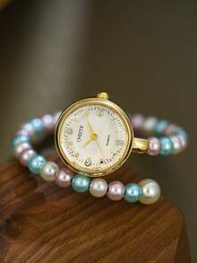 Jam Tangan Quartz Gelang Wanita, Desain Vintage Modis dan Menawan, Cocok untuk Pemakaian Sehari-hari, Hadiah Ulang Tahun/Wisuda - MultiWarna - View 4