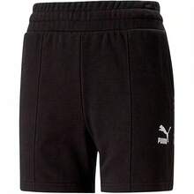Pantalones cortos deportivos de pierna recta con estampado del logo de PUMA para mujer. - Negro - Ver 5