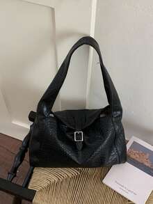 Túi đeo chéo nữ phong cách retro, mẫu mới về, túi đeo vai cao cấp, dung tích lớn, đa năng. - màu đen - Xem 7