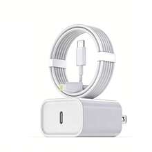 20W快速充電適配器附3.3英尺快速充電線，支持高效數據同步，兼容 14/13/12/11系列，手機和平板通用牆充套裝 - 查看 1