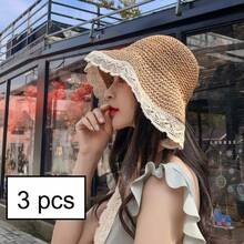 1 Chiếc Mũ Rơm Dây Ren cho Nữ, Mũ Rộng Vành Chống Nắng Kiểu Hàn Quốc Dễ Thương Mùa Hè Đi Biển, Mũ Mềm Mại Cho Nữ Tính, Mũ Chống Nắng Thẩm Mỹ, Mũ Chụp Ảnh Kỳ Nghỉ, Mũ Giúp Khuôn Mặt Thon Gọn Mùa Hè Phải Có - mũ chống nắng - Xem 8