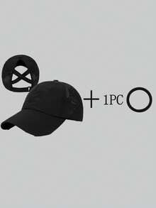 1pc Mesh Ponytail Baseball Cap, Distressed Cross Ponytail Adjustable Outdoor Sun Protection Casual Hat, Suitable For Spring And Autumn - Multicolor - View 11