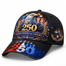 1 Piece 250th Anniversary American Baseball Cap, Patriotic & Jet Flyover Design With Badge, Red White & Blue Pattern, Unisex Headwear All-Season Wear, Independence Day,, Easter & National Celebrations - 1 chiếc (màu đen) - Xem 10