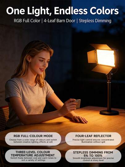 29 RGB Dynamic Effects + 3 Color Temperatures LED Panel Light, 2000mAh Rechargeable Battery, 1/4" Screw Hole, Clip Design, Portable Outdoor Photography, Suitable For Live Streaming, Stage Effects, Photography Enthusiasts, Vlogging