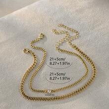 Tkool Élégant bracelet de cheville carré minimaliste en zircone cubique synthétique à double couche, polyvalent pour un port quotidien - Or jaune - Voir 5