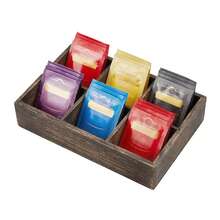 1pc Tea Bag Organizer, Wooden Tea Bag Holder, Tea Storage Containers With 6 Slots, Sugar Packet Holder, Tea Bag Caddy Box For Countertop - Multicolor - View 12