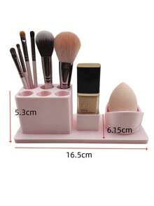 1 pieza Organizador de maquillaje elegante, minimalista y multifuncional para brochas de maquillaje y pequeñas herramientas de maquillaje - Rosa - Ver 3