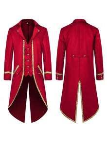 Men Cosplay Clothing - 金邊燕尾服2紅色 - 查看 6