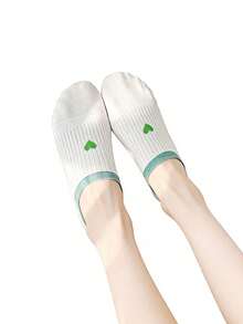 5 Pairs Spring/Summer New Women's Seamless Socks, Heart Pattern Cotton Boat Socks, Sweat-Absorbing Breathable Non-Slip No-Slip Inv - Multicolor - View 3