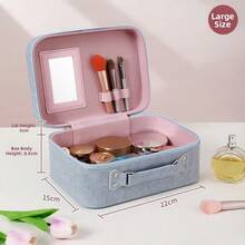Sequined Denim Makeup Case With Mirror (Pink/Blue/Black/Blush) - Multicolor - View 13