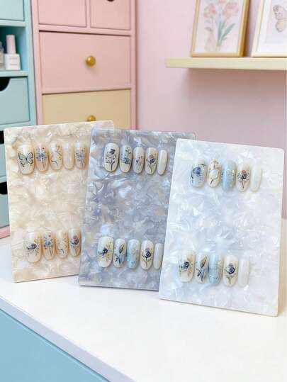 1pc Shell Pattern False Nail Art Display Board, Matte Finish Nail Photography Prop Background, Nail Sample Display Stand, Nail Color Card, Nail Display Rack