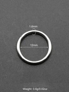 1 chiếc khuyên mũi septum cỡ lớn, từ 12G/2mm đến 00G/10mm, làm bằng thép không gỉ 316L, kiểu bấm gập, không mối nối, khuyên tai dạng vòng, trang sức xỏ khuyên unisex. - Vòng mũi tròn - Xem 45