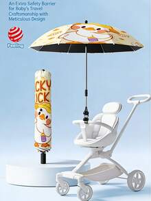 85cm Diameter 2-In-1 Sunshade & Rain Cover For Strollers, Adjustable Canopy, Suitable For Beach, Chairs, Pets, Summer Outdoor Essential - Patterns: Duck, Panda, Hippopotamus - Sun Umbrella - View 5
