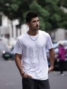 Camiseta de manga corta suelta con estampado de moda para hombres |   Diseño exquisito |   Imprescindible para el verano |   Fácil de combinar, muestra tu estilo, emo, estilo de los 2000 - Blanco - Ver 3