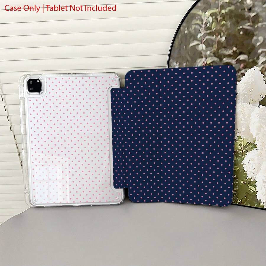 1 件装海军蓝粉色波点三折平板电脑保护套，带笔槽和多角度支架，兼容 iPad 10.9 英寸/10.2 英寸/Air 5/Pro 11 英寸/第十代/9.7 英寸/Air 2/(第七代)/(第八代)/Air 4/5/Pro 11 英寸/2022 款第十代 10.9 英寸/Air 13(M3 2025)/Air 11(M3 2025)/11(A16 2025)，Galaxy Tab S10+/S9/A9，iPad 5/5 Pro/6/6 Pro/7/7 Pro - 彩色 - 查看 1