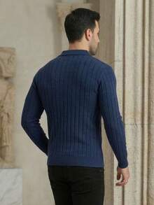TRICOT DE LUXO KNITTING SWEATSHIRT STYLISH POLO NECK THICK WINTER 26 - 藏蓝色 - 查看 3