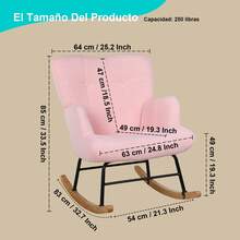 Silla Mecedora para Salón, 450 Libras, con Patas de Madera y Estructura de Hierro de Alta Calidad, Relleno de Espuma de Alta Resiliencia, Silla cómoda con Tapizada en Felpa Teddy, Asiento y Respaldo Acolchados, Elegante y Cómoda, Ideal para Sala de Estar, Recámara, Guardería - Rosa - Ver 2