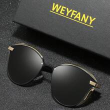 WEYFANY 时尚男士太阳镜，猫眼纯色复古金属偏光太阳镜，TAC材质轻盈舒适，优雅复古简约百搭时尚镜框，适合驾驶、户外活动、旅行、派对、摄影、休闲、海滩、音乐节、徒步、度假、高尔夫、远足等场合。 - 彩色 - 查看 2