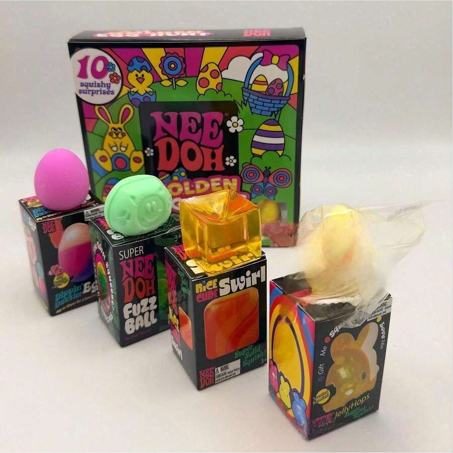 4 Pack Easter Squishy Toys, Colorful Swirl & Animal Shaped Squishies, Squishy Fidget Toys For Stress Relief - 4 quả trứng Phục Sinh - Xem 1