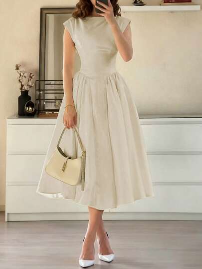 Vestido largo con mangas abultadas, elegante y casual, de estilo retro y romántico. Vestido ceñido a la cintura, de estilo vintage, adecuado para bodas, citas, salidas, romántico, lindo, de estilo francés.