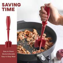 Meat Chopper, Upgrade Hamburger Smasher, Premium Heat Resistant Meat Masher For Ground Beef, Ground Turkey And More, Non Stick Mix Grinder-Red - Red - View 3