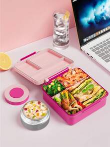 Meoky Bento Lunch Box With 9oz Soup Container, 4-Compartment Lunch Box Set, Reusable Food Storage Container For Meal Prep, Office, Travel & Picnic - Multicolor - View 9