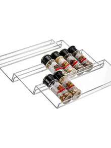 1个/4个/8个透明斜面亚克力调料抽屉收纳架，可扩展厨房台面储物架（不含调料罐） - 彩色 - 查看 5