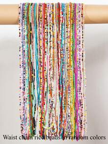 Random Color Bohemian Style Rainbow Acrylic Bead Body Chain Waist Jewelry Gift For Women (Waist Chain Bead Color Random) - Multicolor - View 2