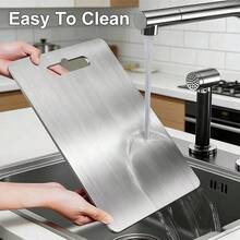 Premium Stainless Steel Kitchen Cutting Board, Upgraded In 2026 To 100% 304 Stainless Steel Construction For Lasting Durability. Features A Non-Slip, Non-Stick Surface And Portable Design Ideal For Cutting Meat And Vegetables. - Bạc - Xem 1