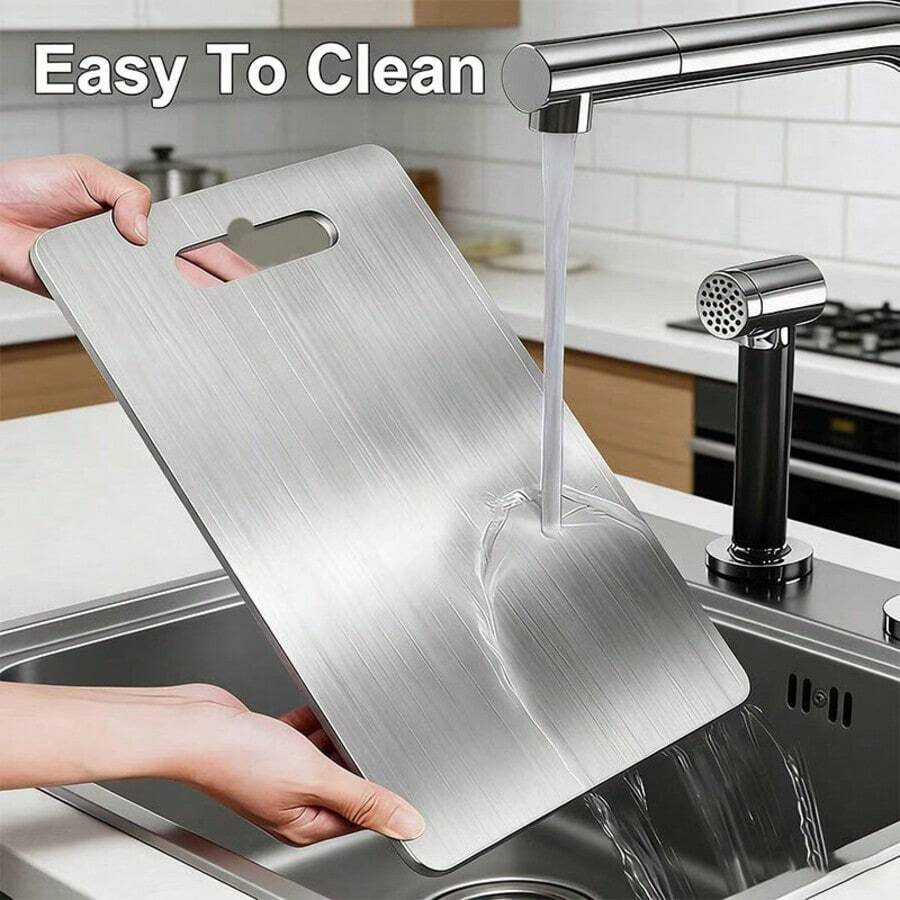 Premium Stainless Steel Kitchen Cutting Board, Upgraded In 2026 To 100% 304 Stainless Steel Construction For Lasting Durability. Features A Non-Slip, Non-Stick Surface And Portable Design Ideal For Cutting Meat And Vegetables. - Bạc - Xem 1